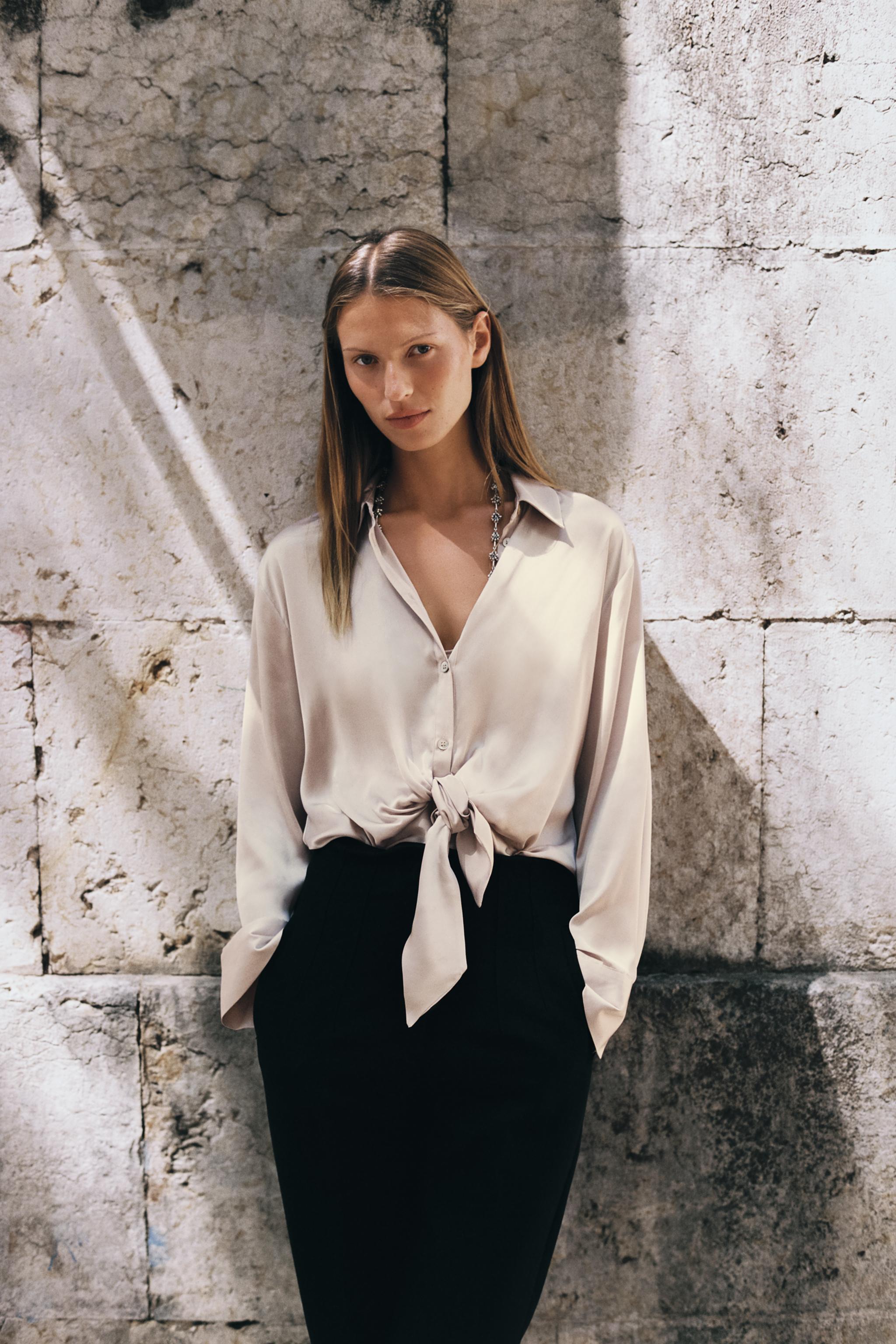 CHEMISE SATINÉE À NŒUD